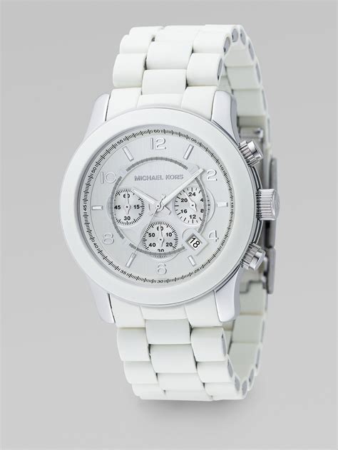 michael kors white bling watch|white Michael Kors Watch men.